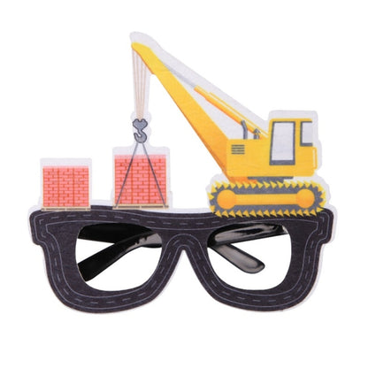 3 PCS เด็กปาร์ตี้วันเกิดตลกแว่นตา Photo Props, Logging Truck, Forklift, Tanker Truck, Small Crane, Bulldozer, Engineering Cap, Expel Soil Machine, Dump Truck, Excavator, Grinder, Screw Machine, Crane, Bus, Red Excavator, Orange Bulldozer, Yellow Excava...