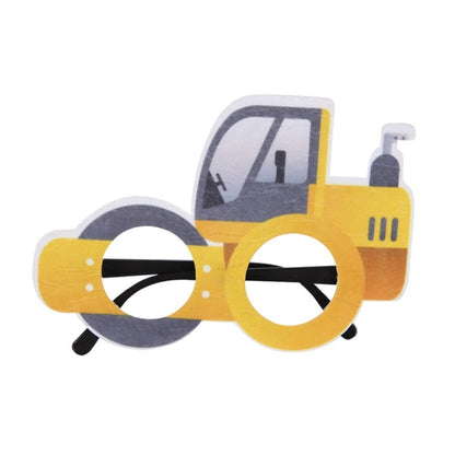 3 PCS เด็กปาร์ตี้วันเกิดตลกแว่นตา Photo Props, Logging Truck, Forklift, Tanker Truck, Small Crane, Bulldozer, Engineering Cap, Expel Soil Machine, Dump Truck, Excavator, Grinder, Screw Machine, Crane, Bus, Red Excavator, Orange Bulldozer, Yellow Excava...