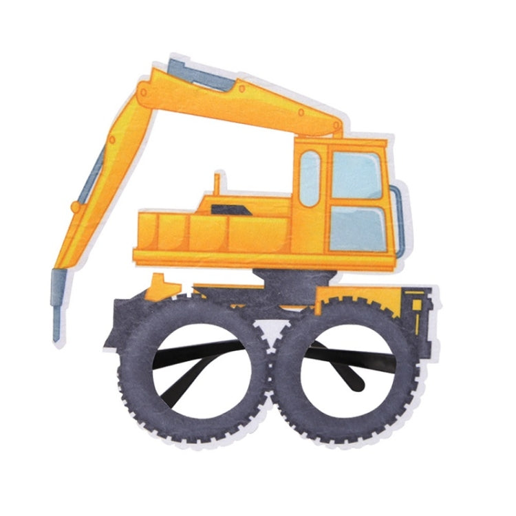 3 PCS เด็กปาร์ตี้วันเกิดตลกแว่นตา Photo Props, Logging Truck, Forklift, Tanker Truck, Small Crane, Bulldozer, Engineering Cap, Expel Soil Machine, Dump Truck, Excavator, Grinder, Screw Machine, Crane, Bus, Red Excavator, Orange Bulldozer, Yellow Excava...