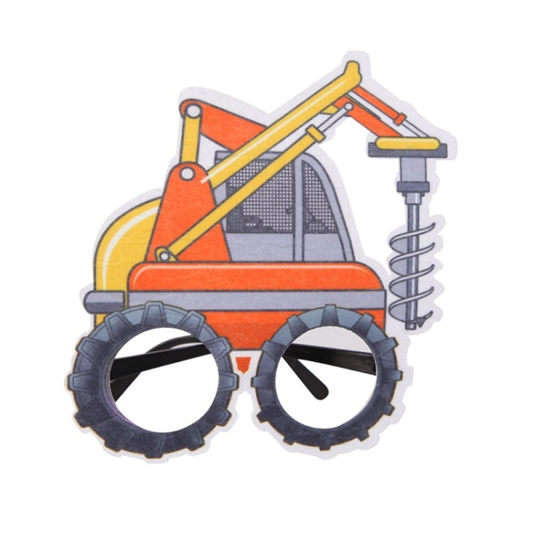 3 PCS เด็กปาร์ตี้วันเกิดตลกแว่นตา Photo Props, Logging Truck, Forklift, Tanker Truck, Small Crane, Bulldozer, Engineering Cap, Expel Soil Machine, Dump Truck, Excavator, Grinder, Screw Machine, Crane, Bus, Red Excavator, Orange Bulldozer, Yellow Excava...