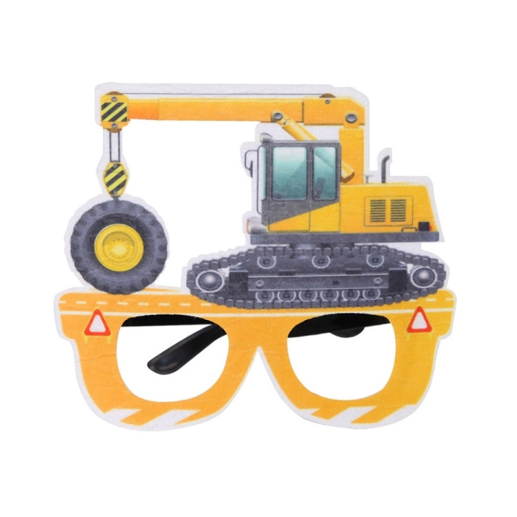 3 PCS เด็กปาร์ตี้วันเกิดตลกแว่นตา Photo Props, Logging Truck, Forklift, Tanker Truck, Small Crane, Bulldozer, Engineering Cap, Expel Soil Machine, Dump Truck, Excavator, Grinder, Screw Machine, Crane, Bus, Red Excavator, Orange Bulldozer, Yellow Excava...
