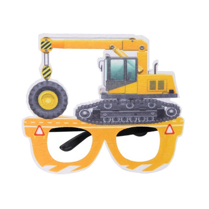 3 PCS เด็กปาร์ตี้วันเกิดตลกแว่นตา Photo Props, Logging Truck, Forklift, Tanker Truck, Small Crane, Bulldozer, Engineering Cap, Expel Soil Machine, Dump Truck, Excavator, Grinder, Screw Machine, Crane, Bus, Red Excavator, Orange Bulldozer, Yellow Excava...