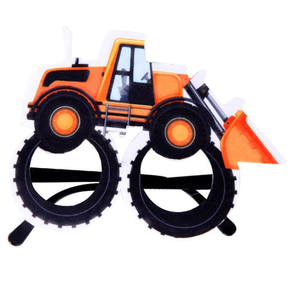 3 PCS เด็กปาร์ตี้วันเกิดตลกแว่นตา Photo Props, Logging Truck, Forklift, Tanker Truck, Small Crane, Bulldozer, Engineering Cap, Expel Soil Machine, Dump Truck, Excavator, Grinder, Screw Machine, Crane, Bus, Red Excavator, Orange Bulldozer, Yellow Excava...