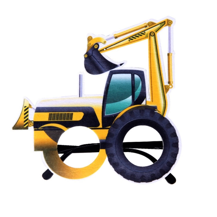 3 PCS เด็กปาร์ตี้วันเกิดตลกแว่นตา Photo Props, Logging Truck, Forklift, Tanker Truck, Small Crane, Bulldozer, Engineering Cap, Expel Soil Machine, Dump Truck, Excavator, Grinder, Screw Machine, Crane, Bus, Red Excavator, Orange Bulldozer, Yellow Excava...
