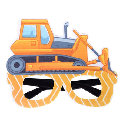 3 PCS เด็กปาร์ตี้วันเกิดตลกแว่นตา Photo Props, Logging Truck, Forklift, Tanker Truck, Small Crane, Bulldozer, Engineering Cap, Expel Soil Machine, Dump Truck, Excavator, Grinder, Screw Machine, Crane, Bus, Red Excavator, Orange Bulldozer, Yellow Excava...