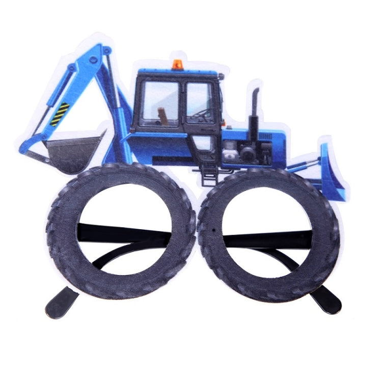 3 PCS เด็กปาร์ตี้วันเกิดตลกแว่นตา Photo Props, Logging Truck, Forklift, Tanker Truck, Small Crane, Bulldozer, Engineering Cap, Expel Soil Machine, Dump Truck, Excavator, Grinder, Screw Machine, Crane, Bus, Red Excavator, Orange Bulldozer, Yellow Excava...