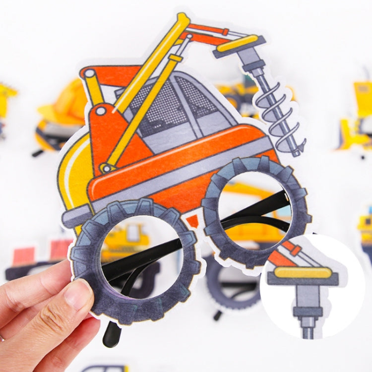 3 PCS เด็กปาร์ตี้วันเกิดตลกแว่นตา Photo Props, Logging Truck, Forklift, Tanker Truck, Small Crane, Bulldozer, Engineering Cap, Expel Soil Machine, Dump Truck, Excavator, Grinder, Screw Machine, Crane, Bus, Red Excavator, Orange Bulldozer, Yellow Excava...