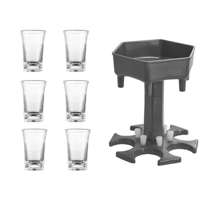 Bar Party 6 Cups เครื่องจ่ายไวน์หกเหลี่ยม Wine Pourer, Gray+6 Transparent Cups, Blue+6 Transparent Cups, Gray+6 Colorful Cups, Blue+6 Colorful Cups