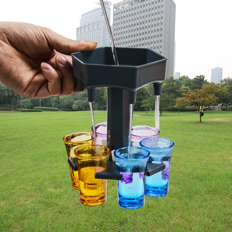 Bar Party 6 Cups เครื่องจ่ายไวน์หกเหลี่ยม Wine Pourer, Gray+6 Transparent Cups, Blue+6 Transparent Cups, Gray+6 Colorful Cups, Blue+6 Colorful Cups