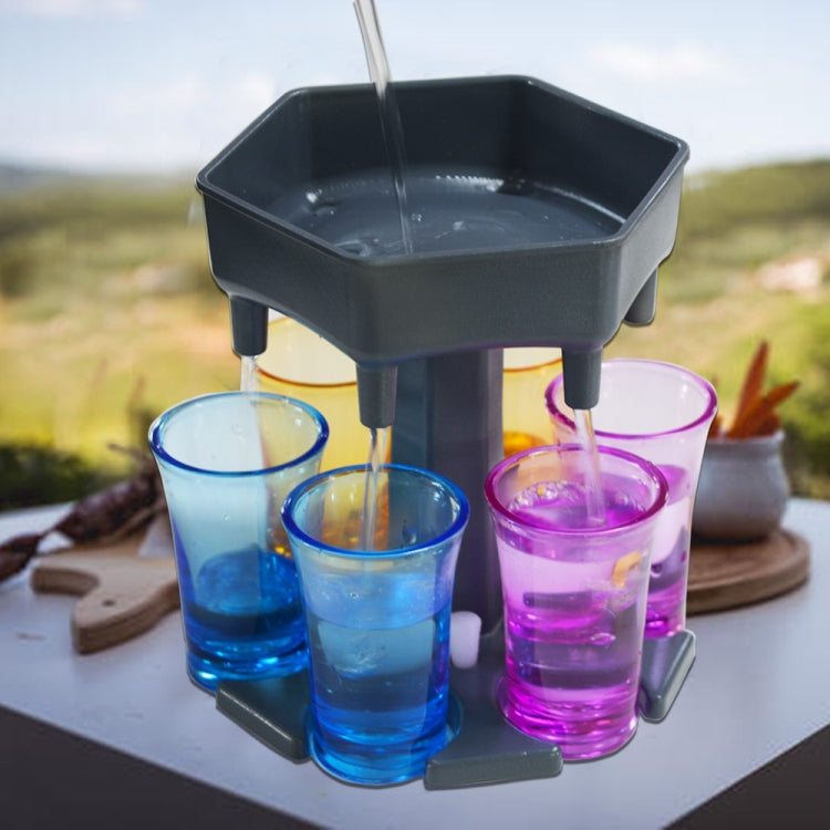 Bar Party 6 Cups เครื่องจ่ายไวน์หกเหลี่ยม Wine Pourer, Gray+6 Transparent Cups, Blue+6 Transparent Cups, Gray+6 Colorful Cups, Blue+6 Colorful Cups