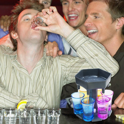 Bar Party 6 Cups เครื่องจ่ายไวน์หกเหลี่ยม Wine Pourer, Gray+6 Transparent Cups, Blue+6 Transparent Cups, Gray+6 Colorful Cups, Blue+6 Colorful Cups