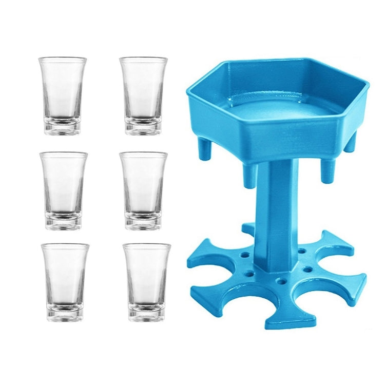 Bar Party 6 Cups เครื่องจ่ายไวน์หกเหลี่ยม Wine Pourer, Gray+6 Transparent Cups, Blue+6 Transparent Cups, Gray+6 Colorful Cups, Blue+6 Colorful Cups