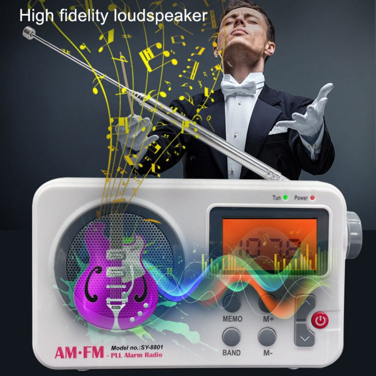 SY-8801 วิทยุย้อนยุคแบบพกพา HD หน้าจอ LCD น้ำหนักวิทยุคลื่นสั้นเบส, SY-8801