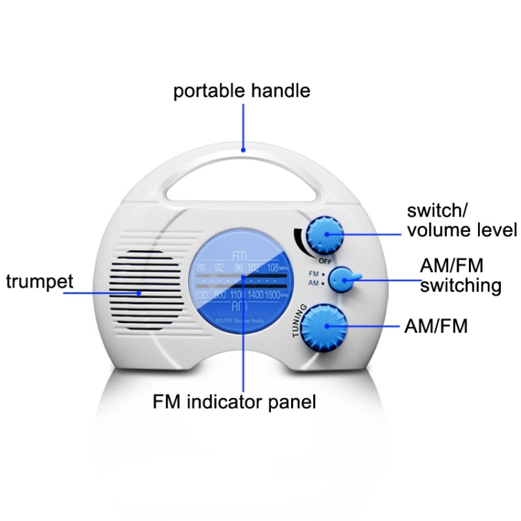 SY-910 วิทยุ AM/FM สองคลื่น IPX4 วิทยุพกพากันน้ำ, SY-910
