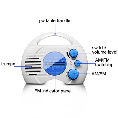 SY-910 วิทยุ AM/FM สองคลื่น IPX4 วิทยุพกพากันน้ำ, SY-910