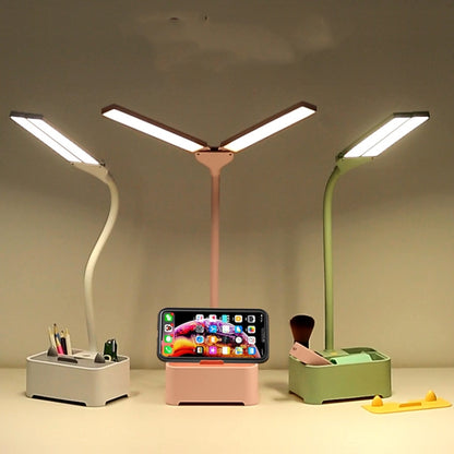 TD6 นักเรียนผู้ถือโทรศัพท์มือถือที่วางปากกาป้องกันดวงตา USB โคมไฟตั้งโต๊ะ, สีขาว, สีชมพู, สีเขียว
