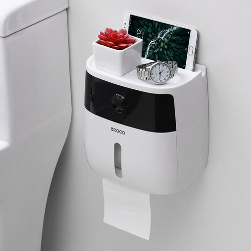 ECOCO E1804 ชั้นวางทิชชู่อเนกประสงค์ 2 ชั้นในห้องน้ำอเนกประสงค์, White+Gray, White+Black, Pink+Pink, Blue+Blue