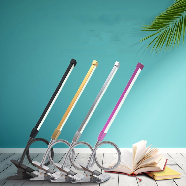 USB Clip Lamp Student Eye Protection ไฟ LED หรี่แสงได้, สีม่วง, สีทอง, สีดำ, สีเงิน