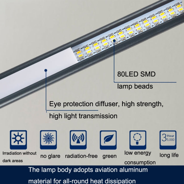 USB Clip Lamp Student Eye Protection ไฟ LED หรี่แสงได้, สีม่วง, สีทอง, สีดำ, สีเงิน