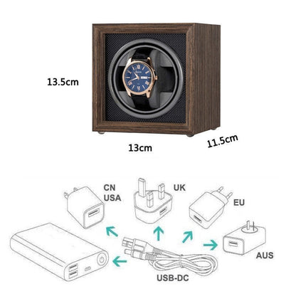 นาฬิกาเชคเกอร์นาฬิกาจักรกลอัตโนมัติ USB หมุนสถานที่กล่องเก็บของ, 1 Watch Black, 1 Watch Red, 2 Watches Black, 2 Watches Red, 4 Watches Black, 4 Watches Red