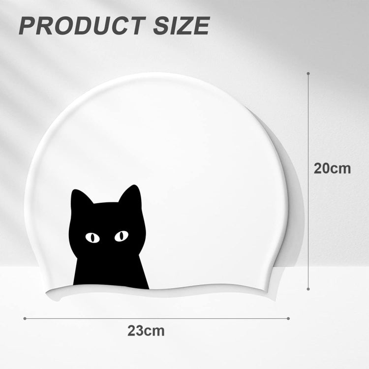 Hy08 หมวกว่ายน้ำซิลิโคนพิมพ์ลายการ์ตูนน่ารัก Spec:, Black Swan, Little Squirrel, Princess Cat, Cavaliers cat, White Pig, Pink Pig