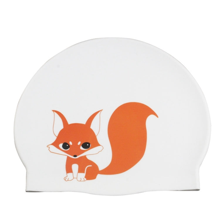 Hy08 หมวกว่ายน้ำซิลิโคนพิมพ์ลายการ์ตูนน่ารัก Spec:, Black Swan, Little Squirrel, Princess Cat, Cavaliers cat, White Pig, Pink Pig