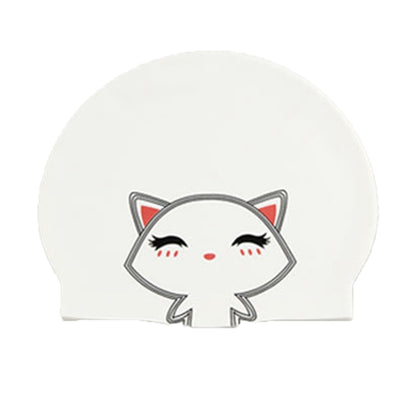 Hy08 หมวกว่ายน้ำซิลิโคนพิมพ์ลายการ์ตูนน่ารัก Spec:, Black Swan, Little Squirrel, Princess Cat, Cavaliers cat, White Pig, Pink Pig