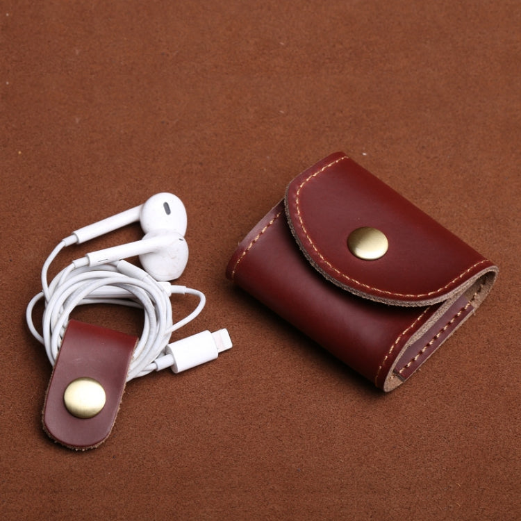S122 กระเป๋าใส่หูฟังหนังวินเทจขนาดเล็ก, สีกาแฟ, สีไวน์แดง, สีดำ, สีน้ำเงิน, Gray, สีเขียว