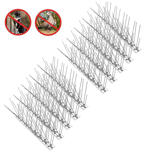 อุปกรณ์ไล่นกหนามสแตนเลสหนามป้องกันนกหนามแมว, 10 Sets 25cm Long