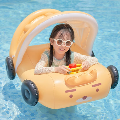 ม่านบังแดดแบบถอดได้รูปรถพองสระว่ายน้ำลอยห่วงยางที่นั่งเด็กลอย, Swimming Ring With Awning(Pink), Swimming Ring With Awning(Yellow)