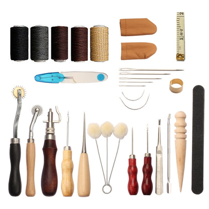 ชุดเครื่องมือ DIY เครื่องหนังแฮนด์เมด ชุดเครื่องมือเย็บผ้า, 29 In 1, 48 In 1