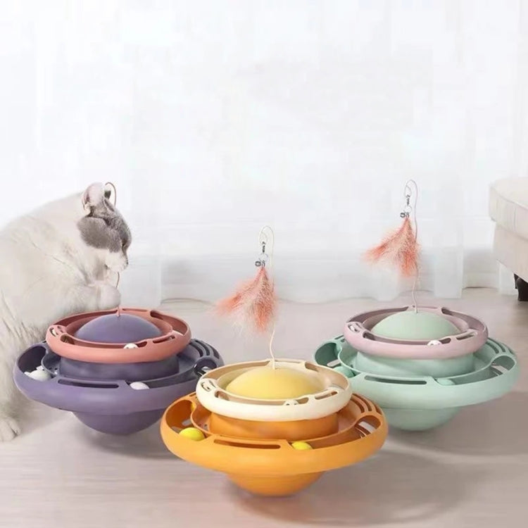 Tumbler Turntable Pet Cat Planet ของเล่น, White Yellow