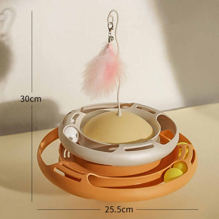 Tumbler Turntable Pet Cat Planet ของเล่น, White Yellow