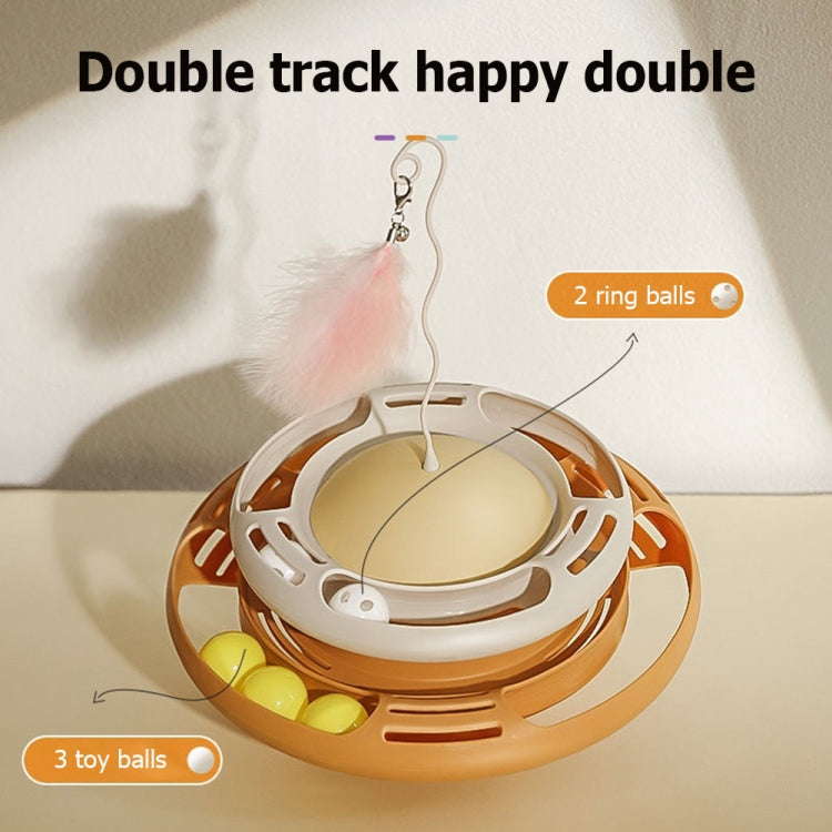 Tumbler Turntable Pet Cat Planet ของเล่น, White Yellow