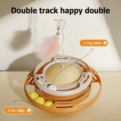 Tumbler Turntable Pet Cat Planet ของเล่น, White Yellow