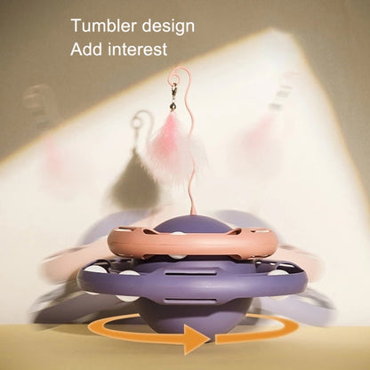 Tumbler Turntable Pet Cat Planet ของเล่น, White Yellow