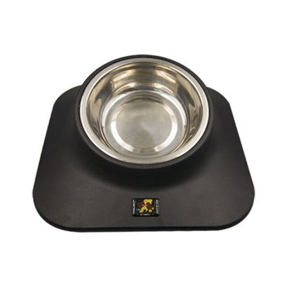 Pugga Pet Stainless Steel Anti-Slip Bowl Cat Dog Tilted Neck Feeder, สไตล์:, Single Bowl Black, Single Bowl Silver Gray, Double Bowl Black, Double Bowl Silver Gray
