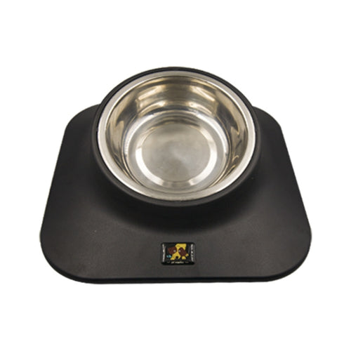 Pugga Pet Stainless Steel Anti-Slip Bowl Cat Dog Tilted Neck Feeder, สไตล์:, Single Bowl Black, Single Bowl Silver Gray, Double Bowl Black, Double Bowl Silver Gray