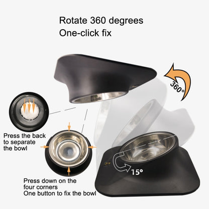 Pugga Pet Stainless Steel Anti-Slip Bowl Cat Dog Tilted Neck Feeder, สไตล์:, Single Bowl Black, Single Bowl Silver Gray, Double Bowl Black, Double Bowl Silver Gray