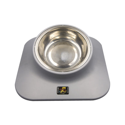 Pugga Pet Stainless Steel Anti-Slip Bowl Cat Dog Tilted Neck Feeder, สไตล์:, Single Bowl Black, Single Bowl Silver Gray, Double Bowl Black, Double Bowl Silver Gray