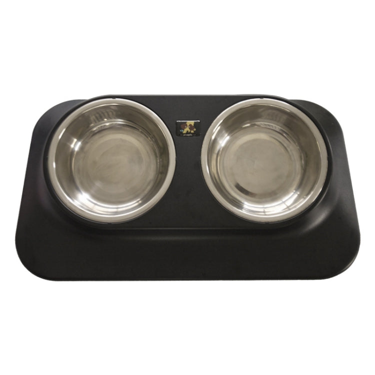 Pugga Pet Stainless Steel Anti-Slip Bowl Cat Dog Tilted Neck Feeder, สไตล์:, Single Bowl Black, Single Bowl Silver Gray, Double Bowl Black, Double Bowl Silver Gray