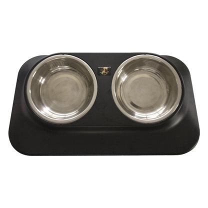 Pugga Pet Stainless Steel Anti-Slip Bowl Cat Dog Tilted Neck Feeder, สไตล์:, Single Bowl Black, Single Bowl Silver Gray, Double Bowl Black, Double Bowl Silver Gray