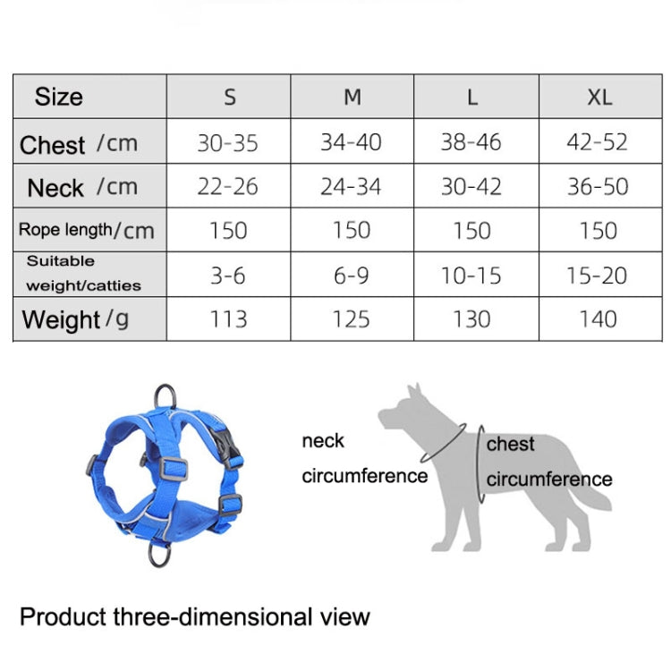 HT-864 Pet Traction Rope สายรัดหน้าอกสุนัขระบายอากาศสะท้อนแสง, ขนาด:, S, M, L, XL