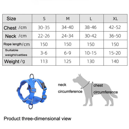 HT-864 Pet Traction Rope สายรัดหน้าอกสุนัขระบายอากาศสะท้อนแสง, ขนาด:, S, M, L, XL