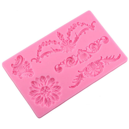 แม่พิมพ์ซิลิโคน Fondant ลายดอกไม้ขอบเค้ก, CF394