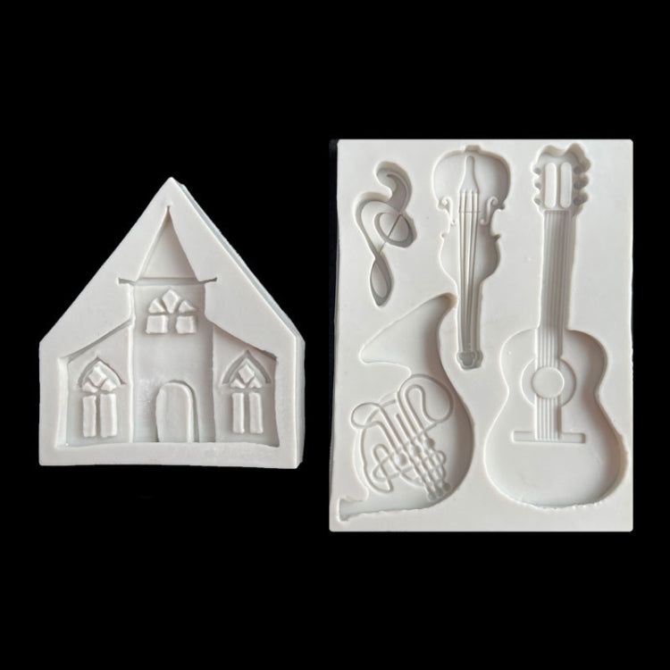 5PCS Castle Musical ซิลิโคนแม่พิมพ์ช็อกโกแลต Fondant Cake Decor, สไตล์:, Triangle, Rectangle