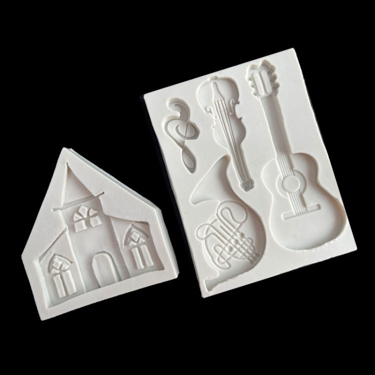 5PCS Castle Musical ซิลิโคนแม่พิมพ์ช็อกโกแลต Fondant Cake Decor, สไตล์:, Triangle, Rectangle