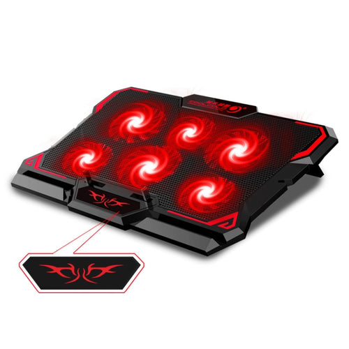 CoolCold 17inch Gaming Laptop Cooler หกพัดลม 2 พอร์ต USB 2600RPM Laptop Cooling Pad