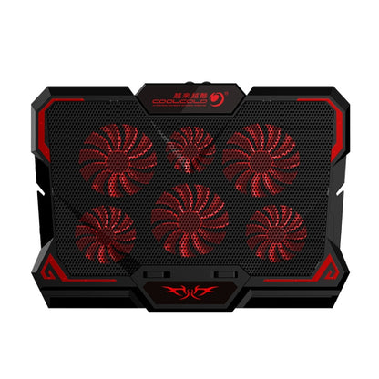CoolCold 17inch Gaming Laptop Cooler หกพัดลม 2 พอร์ต USB 2600RPM Laptop Cooling Pad