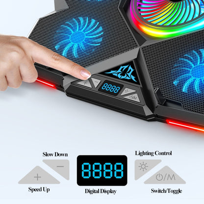 CoolCold Five Fans 2 USB Ports Laptop Cooler Gaming Notebook Cool Stand รุ่น:, Touch Symphony Blue